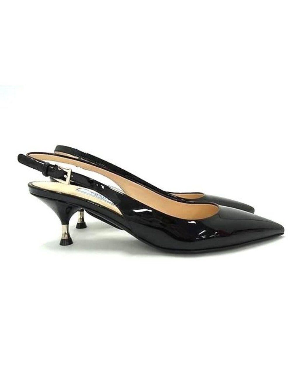 Prada Patent Leather Heel Sandals 35 Shoes Black - Picture 2 of 6